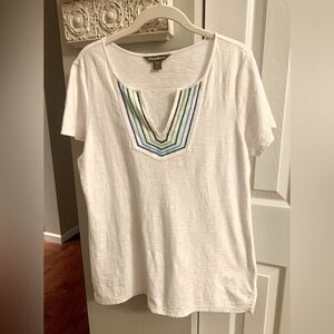 Tommy Bahama White Green Short Sleeve Blouse